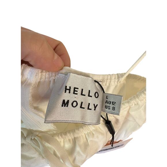 HELLO MOLLY NWT White Mini Dress Sz US8 Coquette Bride Bachelorette Cotton Blend - Picture 3 of 11